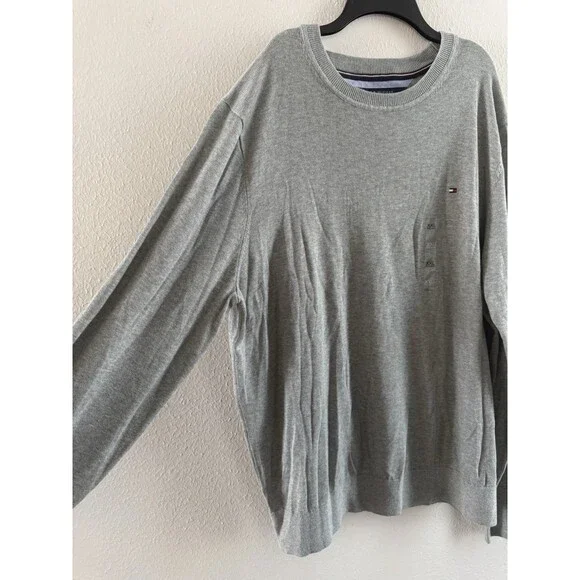Tommy Hilfiger Pullover light Sweater Mens Size XXL Gray core Long Sleeves - Picture 6 of 15